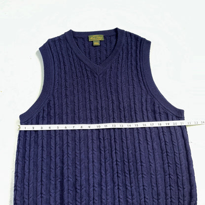 Orvis Men Large L Signature Collection SCG 100% Wool Blue Vest EUC Navy