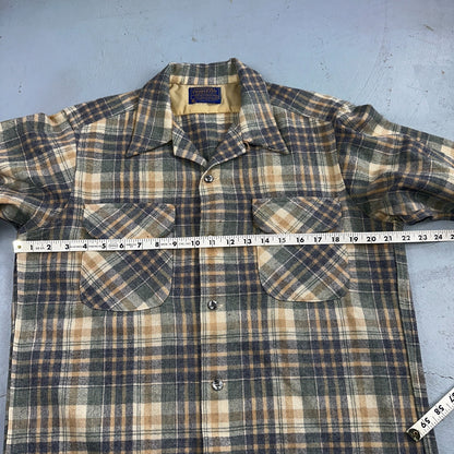 Pendleton VTG Board Shirt Plaid 100% Wool Button Down Size M Plaid 1970s Camp