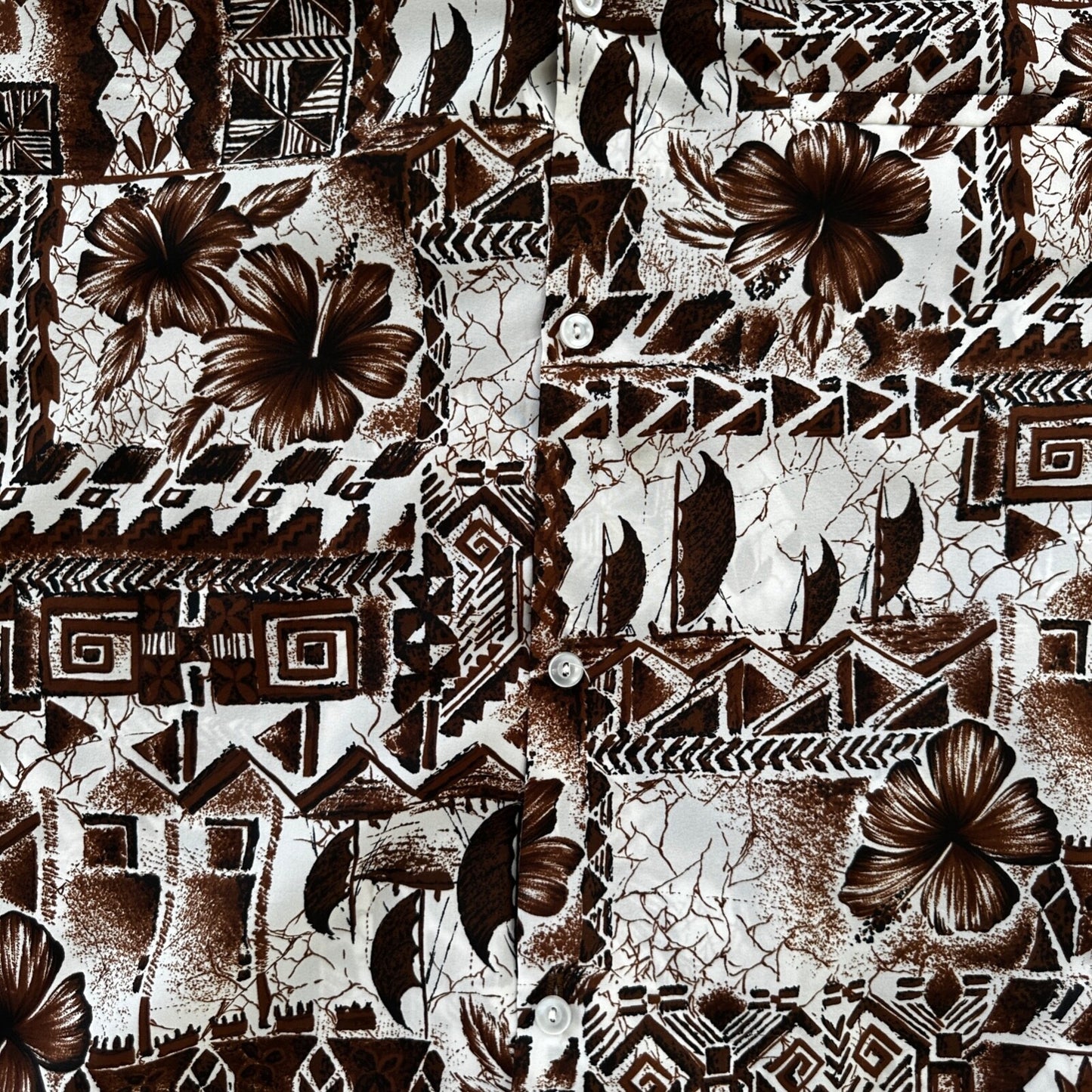 Hawaii Nei Honolulu Vintage 60s Mens L White Short Sleeve Button Down Shirt