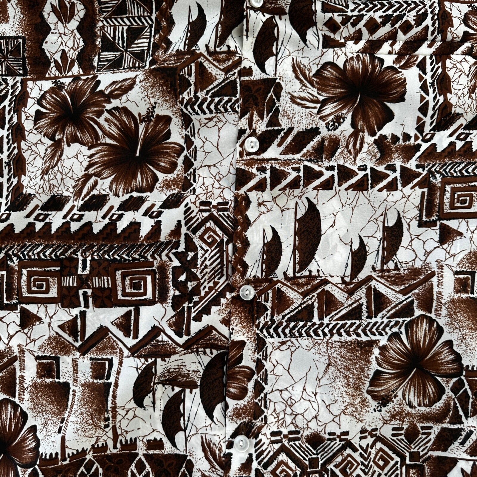 Hawaii Nei Honolulu Vintage 60s Mens L White Short Sleeve Button Down Shirt