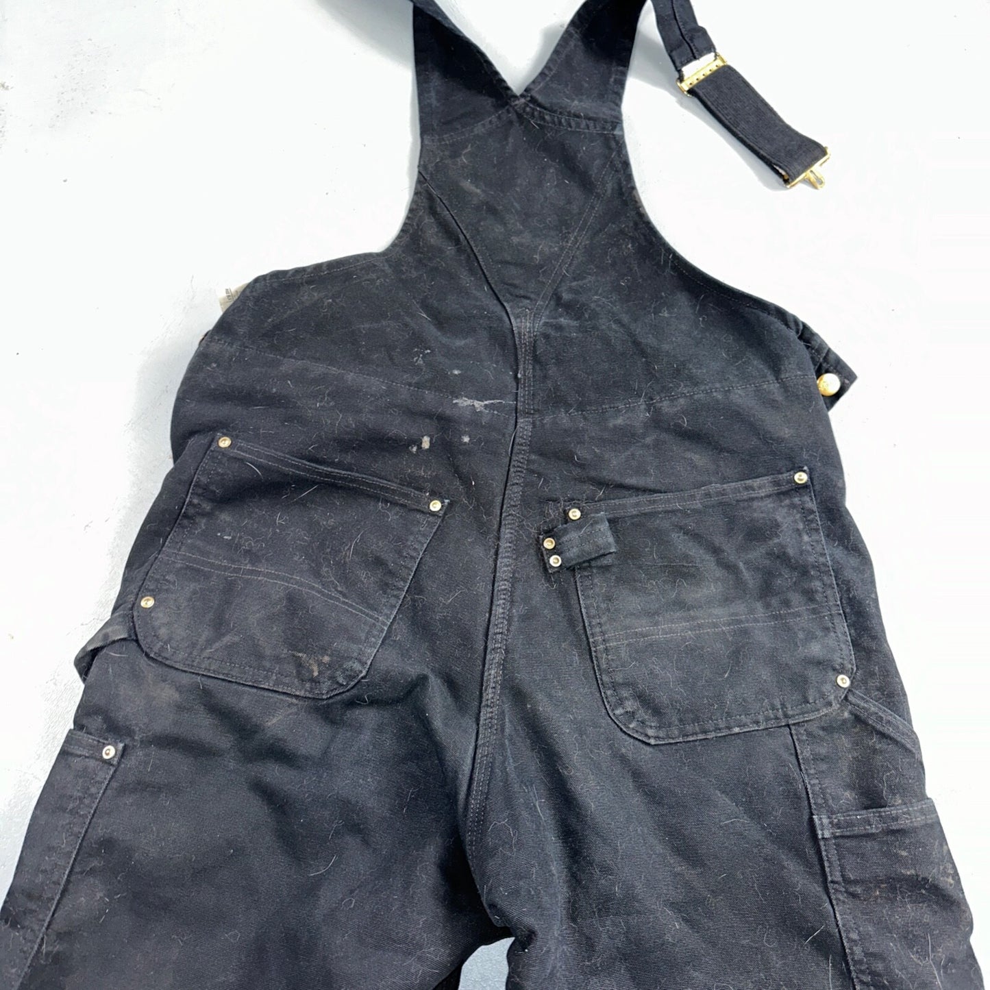 Carhartt Overalls Black Canvas Carpenter Lined R02 BLK USA Made Men’s 34x32