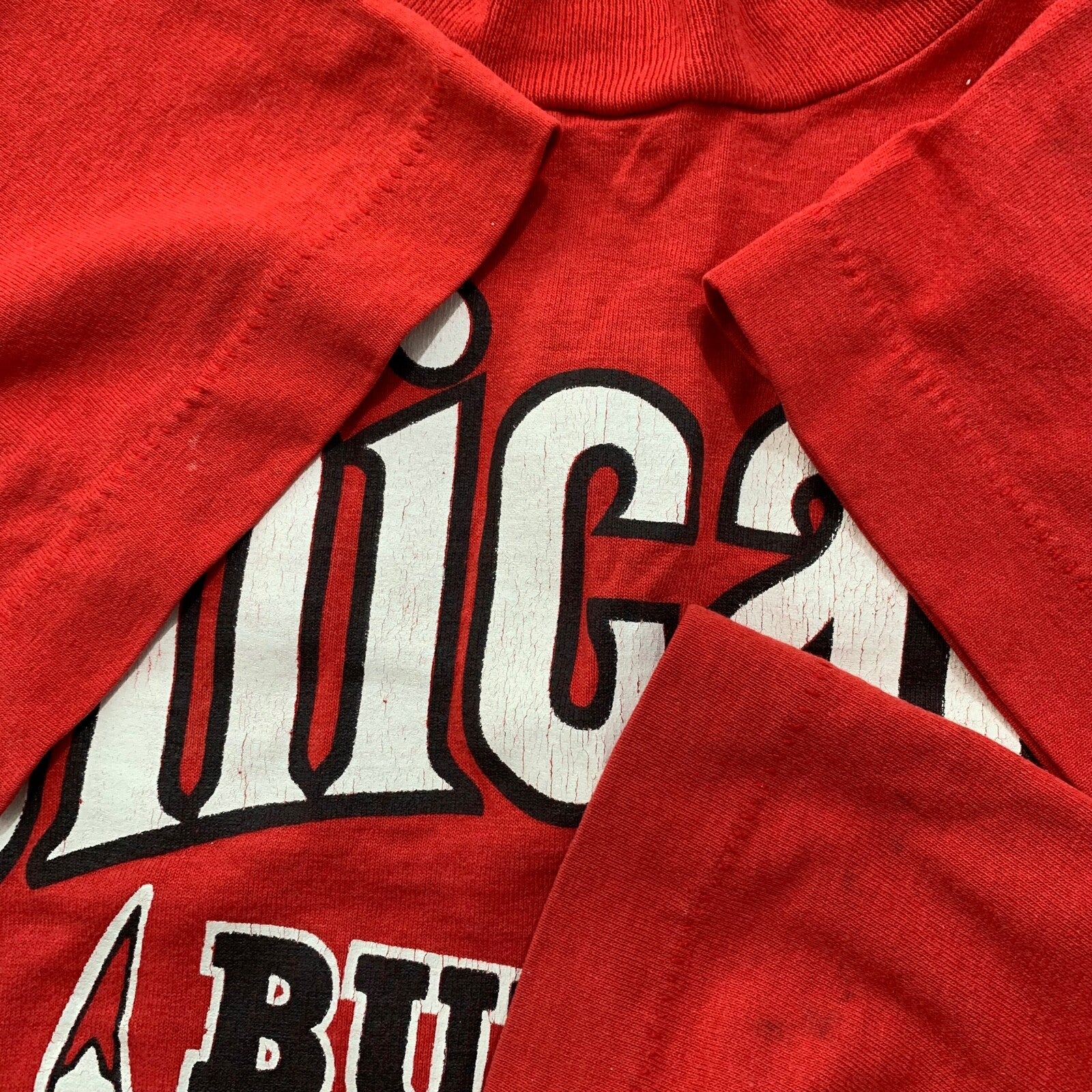 Chicago Bulls 90s Jordan Vintage T Shirt Swingster Classic Logo Medium Red 80s