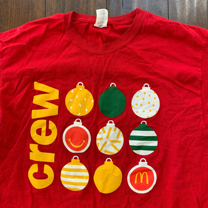 McDonalds Employee Y2K Vintage Style T Shirt Promo Food USA Christmas Holiday