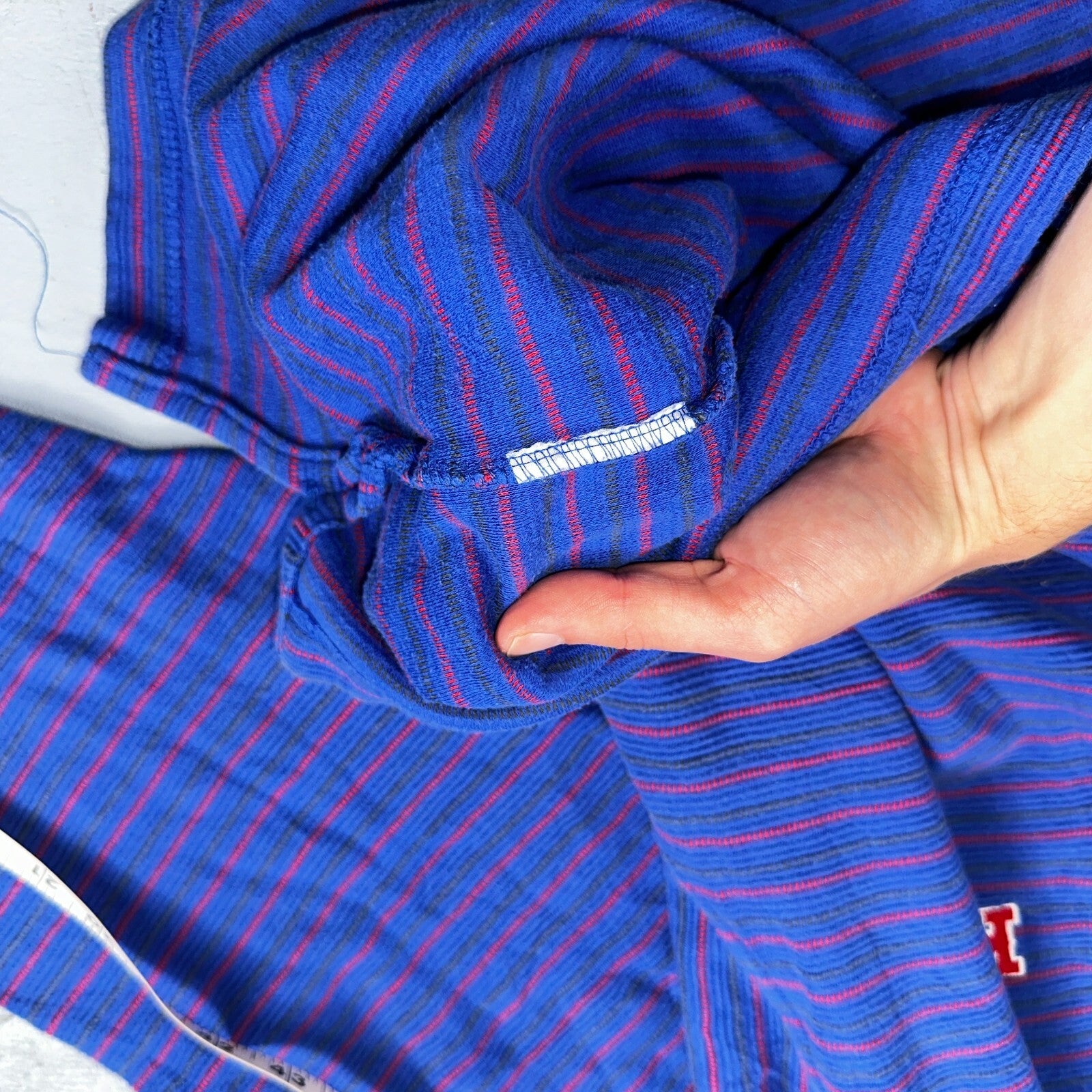 Nike VTG 90s Kansas University Polo T Shirt L Team Long Sleeve Striped Jayhawks