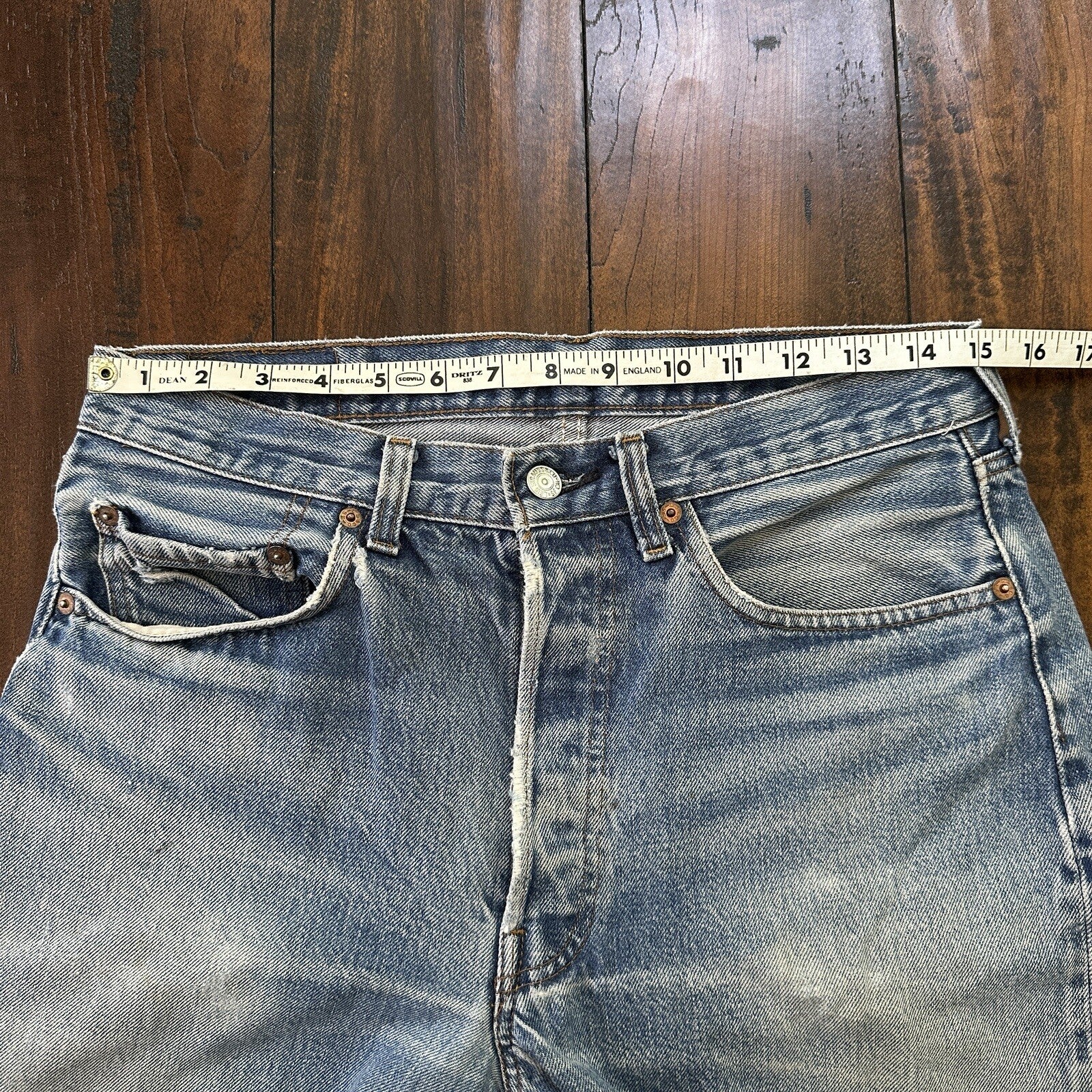 Levis Vintage 80s Redline Selvedge USA 501 XX Jeans Light Wash 33x36 Act 30x34