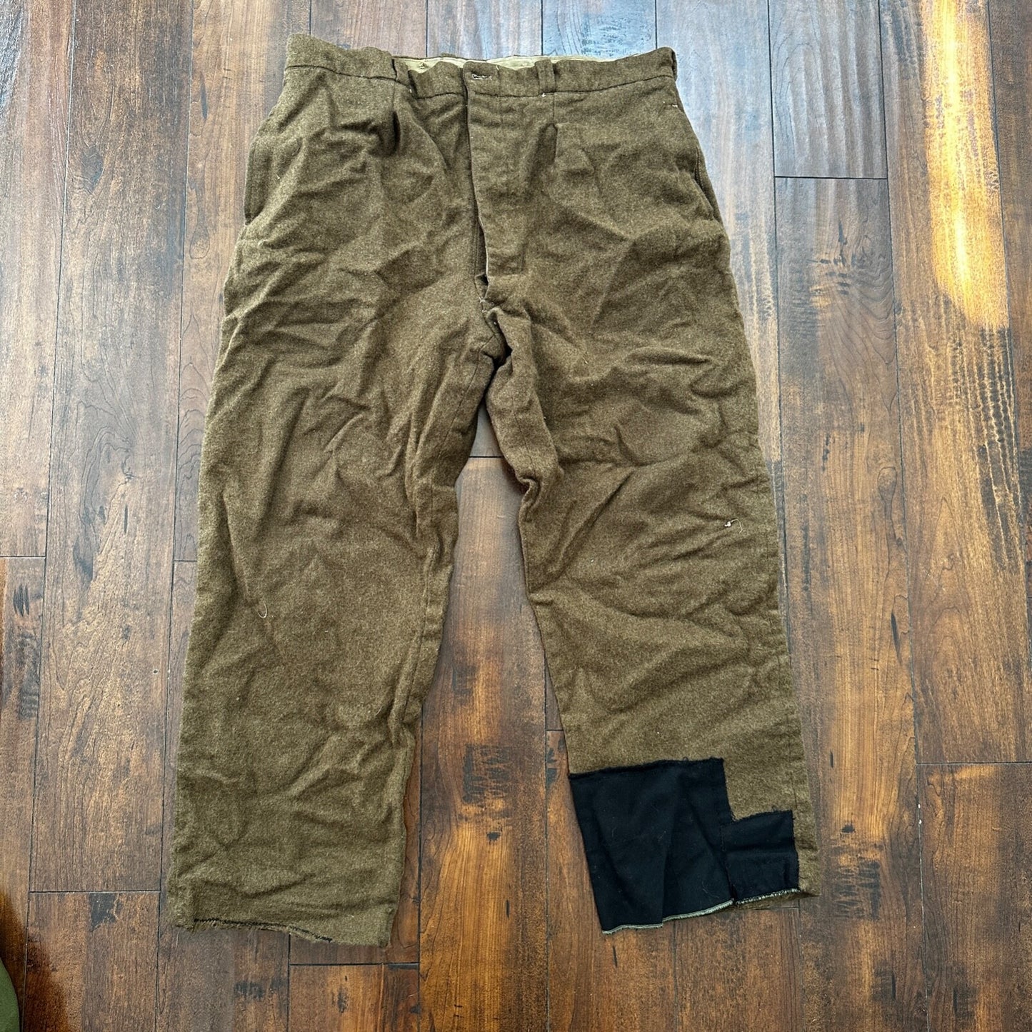 WWII Army Wool Field Trousers 35x28 Cold Weather Green 1940s 40s Destroyed USMC