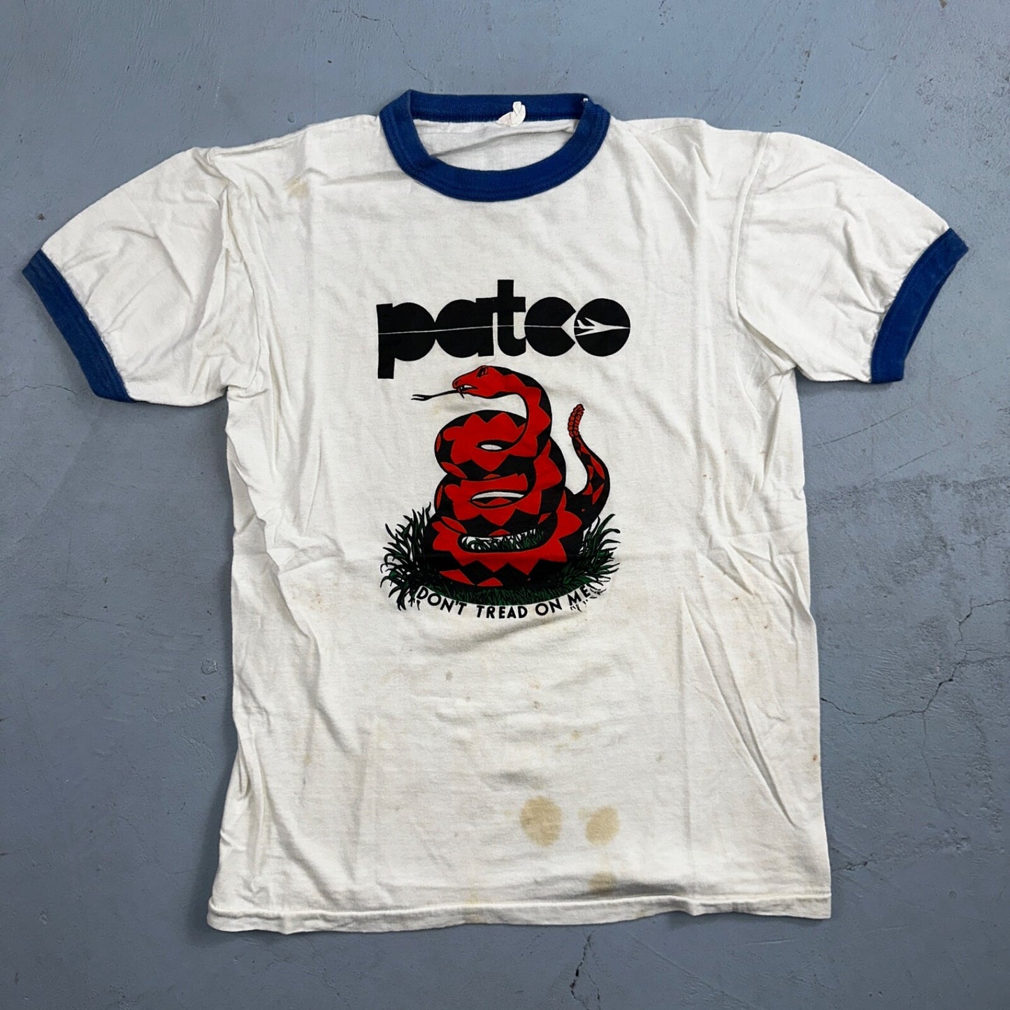 Patco Snake Ringer VTG T Shirt 80s Tread On Me Rockabilly White Band Rock Grunge