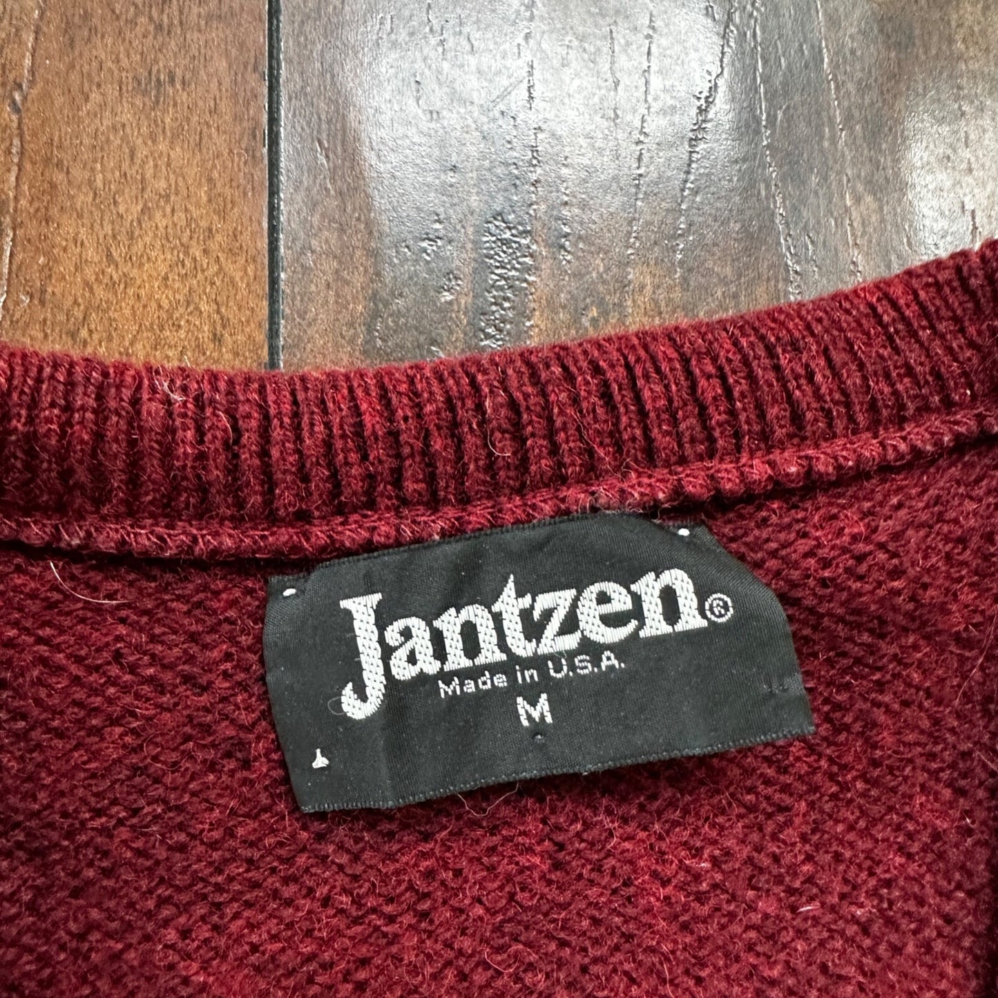 Vintage Jantzen Sweater Men's M Red Pullover Blank Solid USA Made 80s