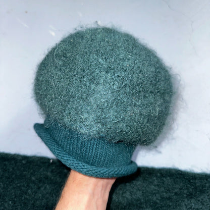 Nordstrom 1970s VTG Green Mohair Wool Winter Scarf and Hat RARE 70s Art Deco