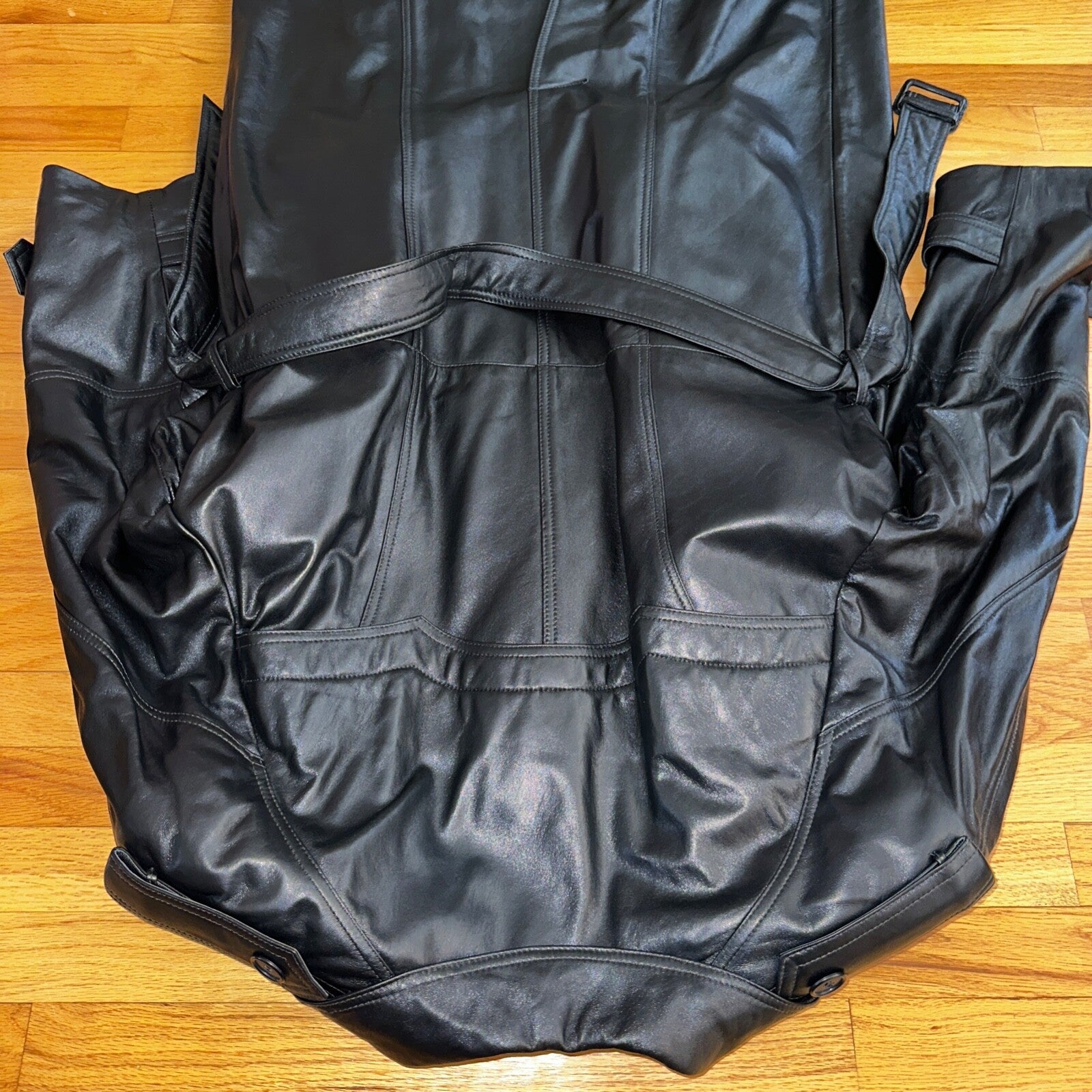 VTG Mens Long Length Vintage Leather Military Duster Custom Made Lined 1980s