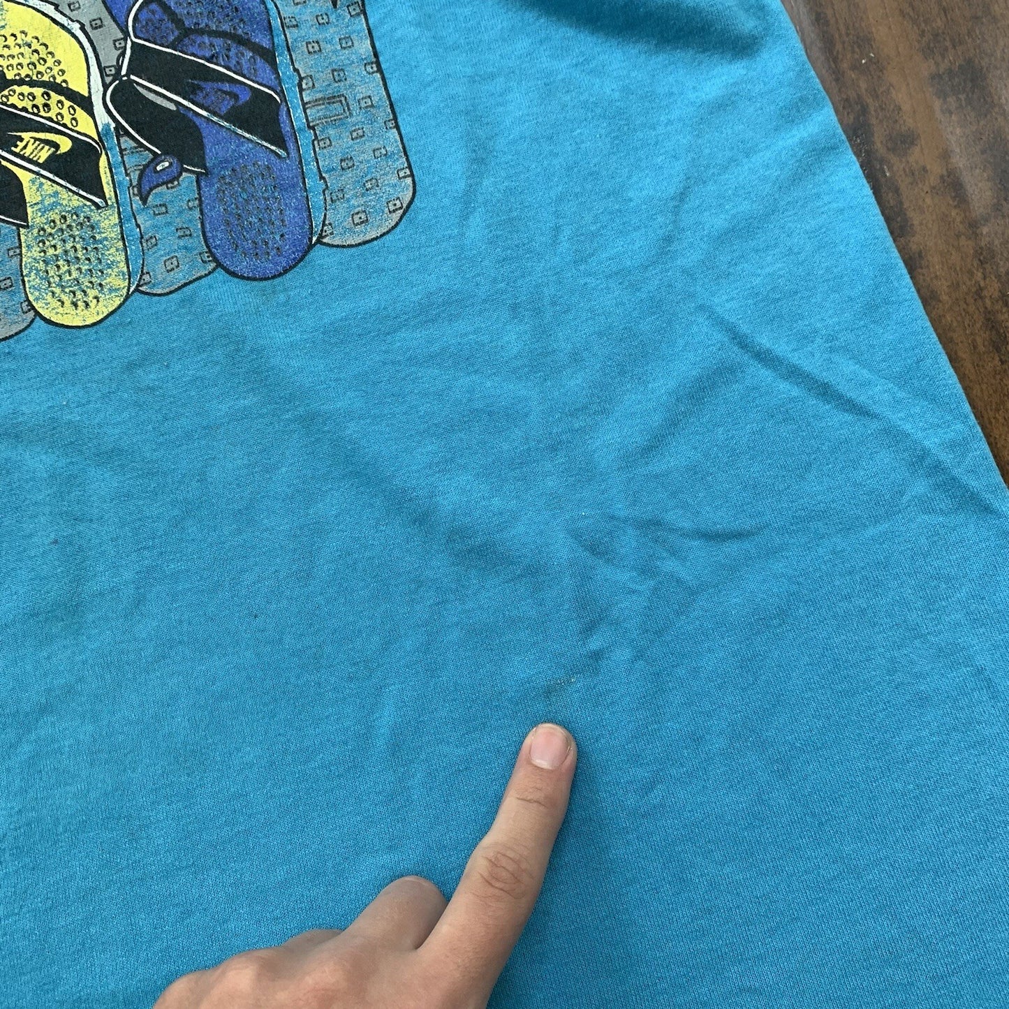 Nike Vintage T Shirt Mens M Palm Beach Waffle Sandals 80s Blue Tag Flordia Rap