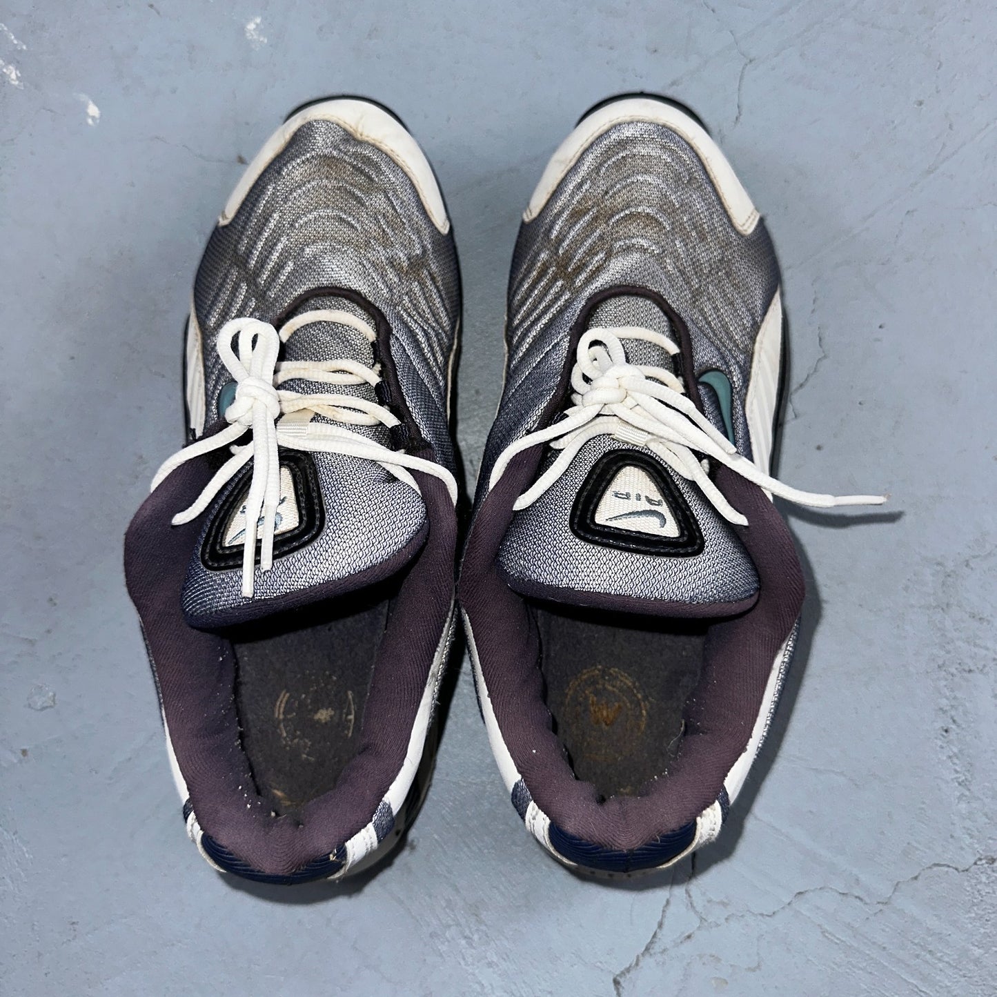 Vintage Nike Trainer Mens White Purple Size 10 USA Leather Sneaker 303901 Y2K