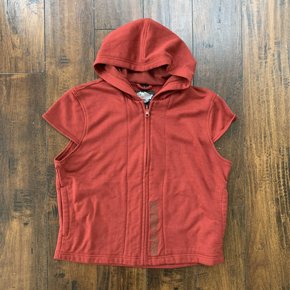 Harley Davidson Womens L Red Full Zip Fleece Vest Zipper Shirt Vintage Y2K