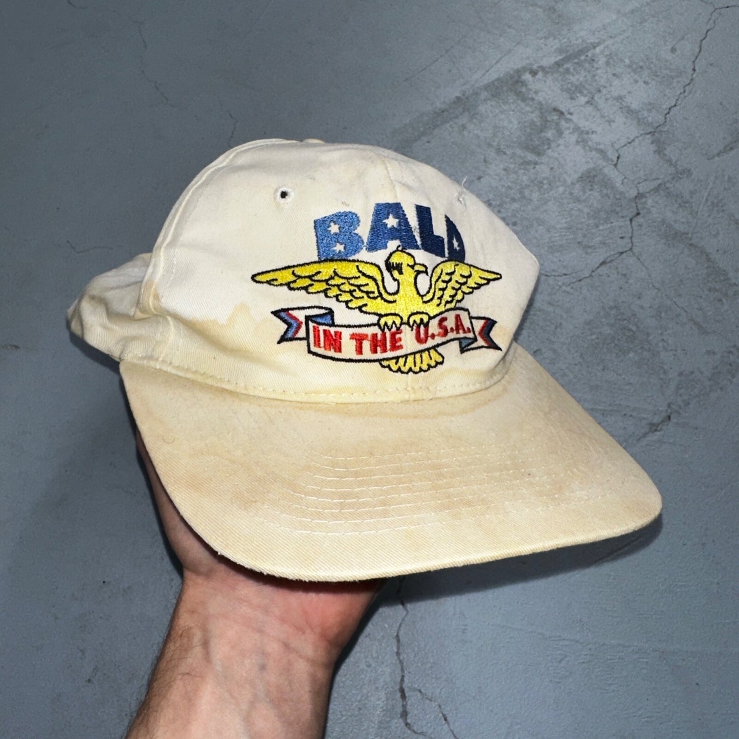 Bald In The USA VTG Hat Cap Snapback Dad Bald Eagle American Flag USA Shoebox
