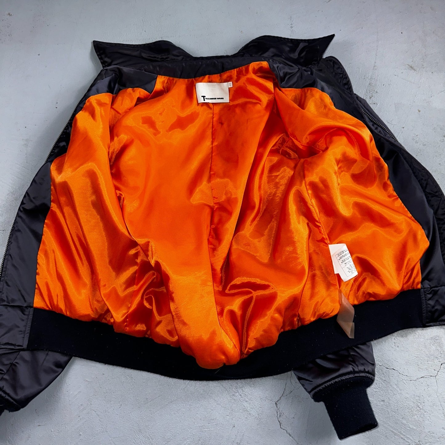 T Alexander Wang Navy Blue Satin Women Bomber Jacket Crop Size 6 Designer Silky