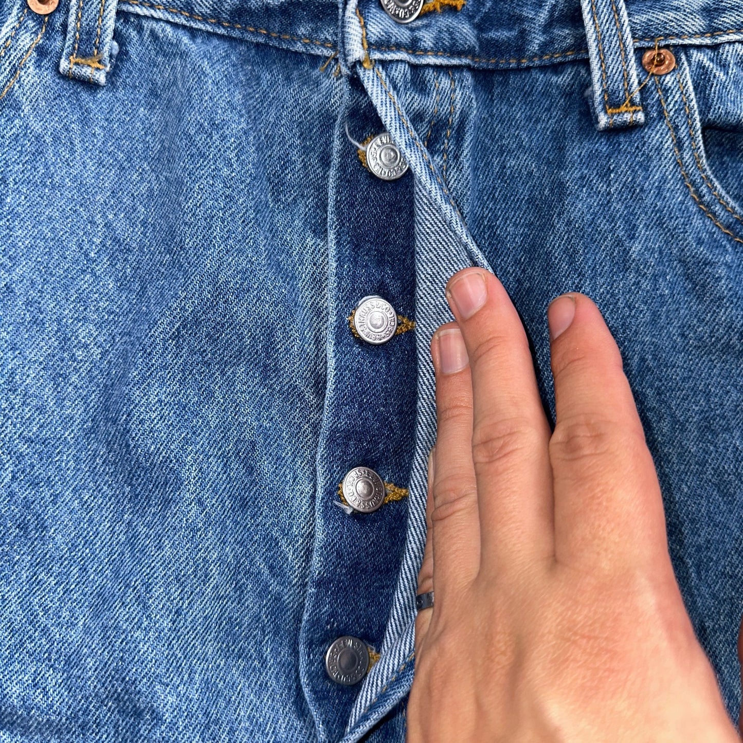 Levis 501 Vintage 90s USA XX Straight Leg Jeans Blue Med Wash 38x30 Act 36x29