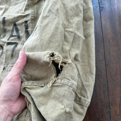 VTG WWII Canvas Garment Laundry Bag Rare Military Denim 1940s 40s 50s Stencil