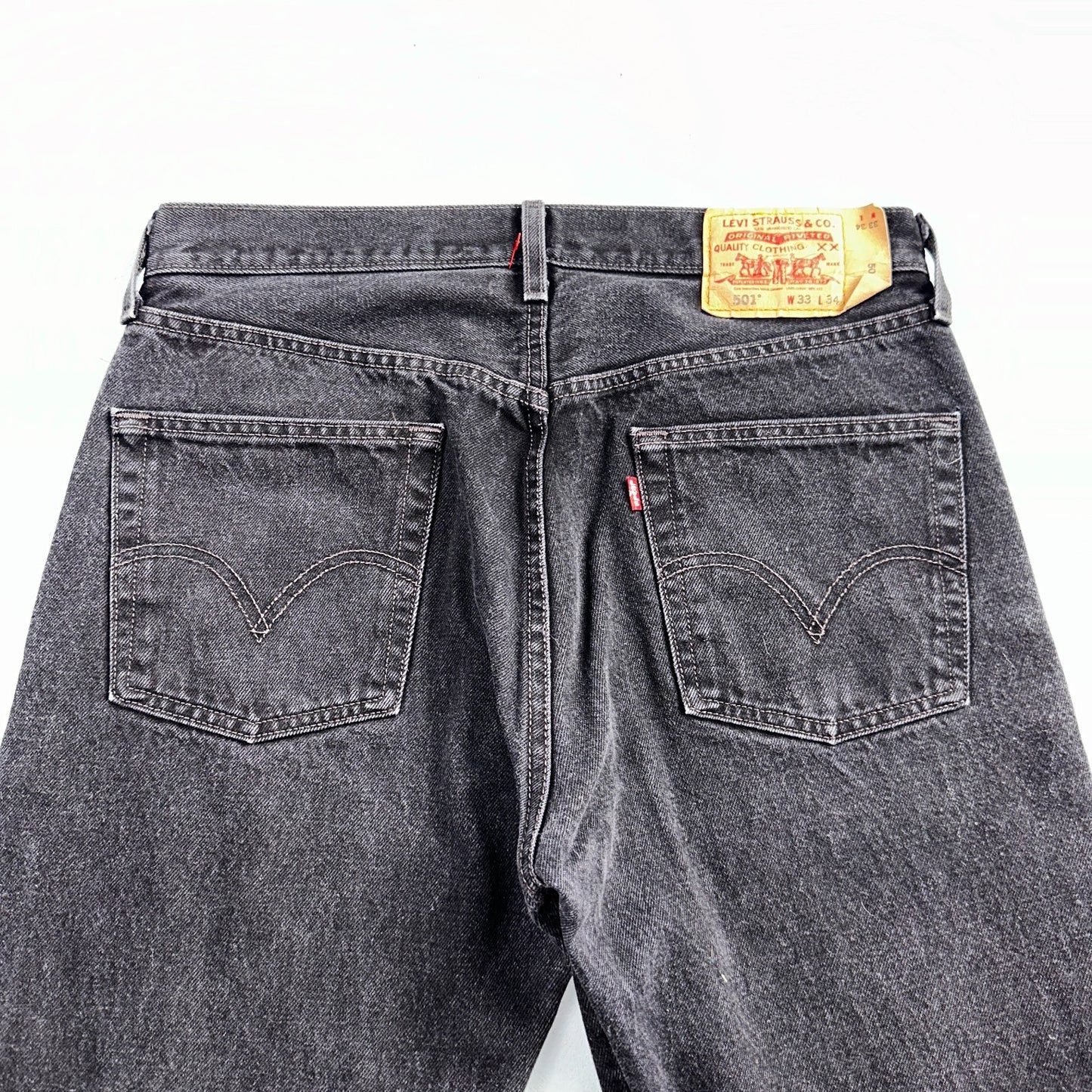 Levis 501 Vintage Y2K 90s XX Straight Leg Jeans Black Faded Wash 33x34 Act 32x33