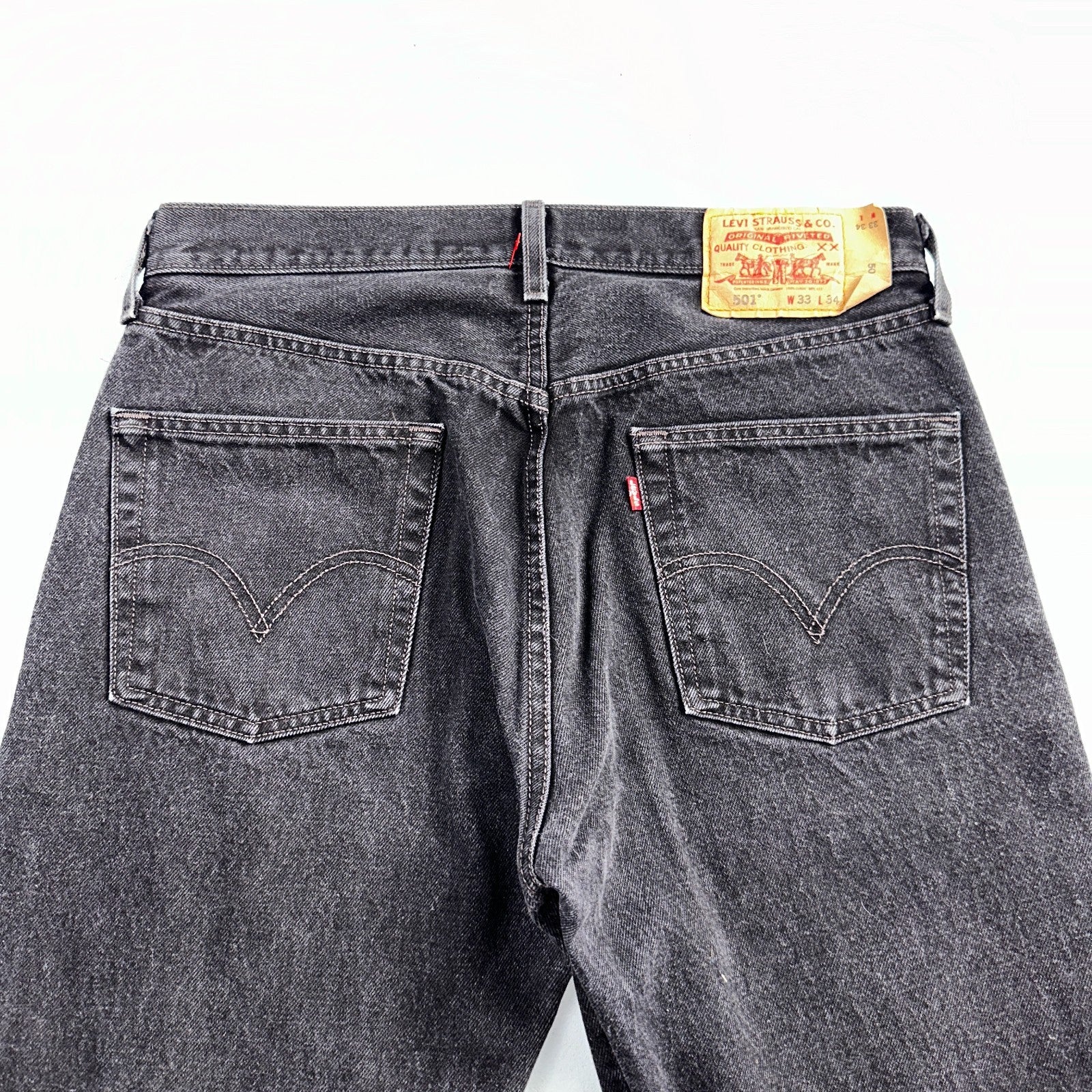 Levis 501 Vintage Y2K 90s XX Straight Leg Jeans Black Faded Wash 33x34 Act 32x33
