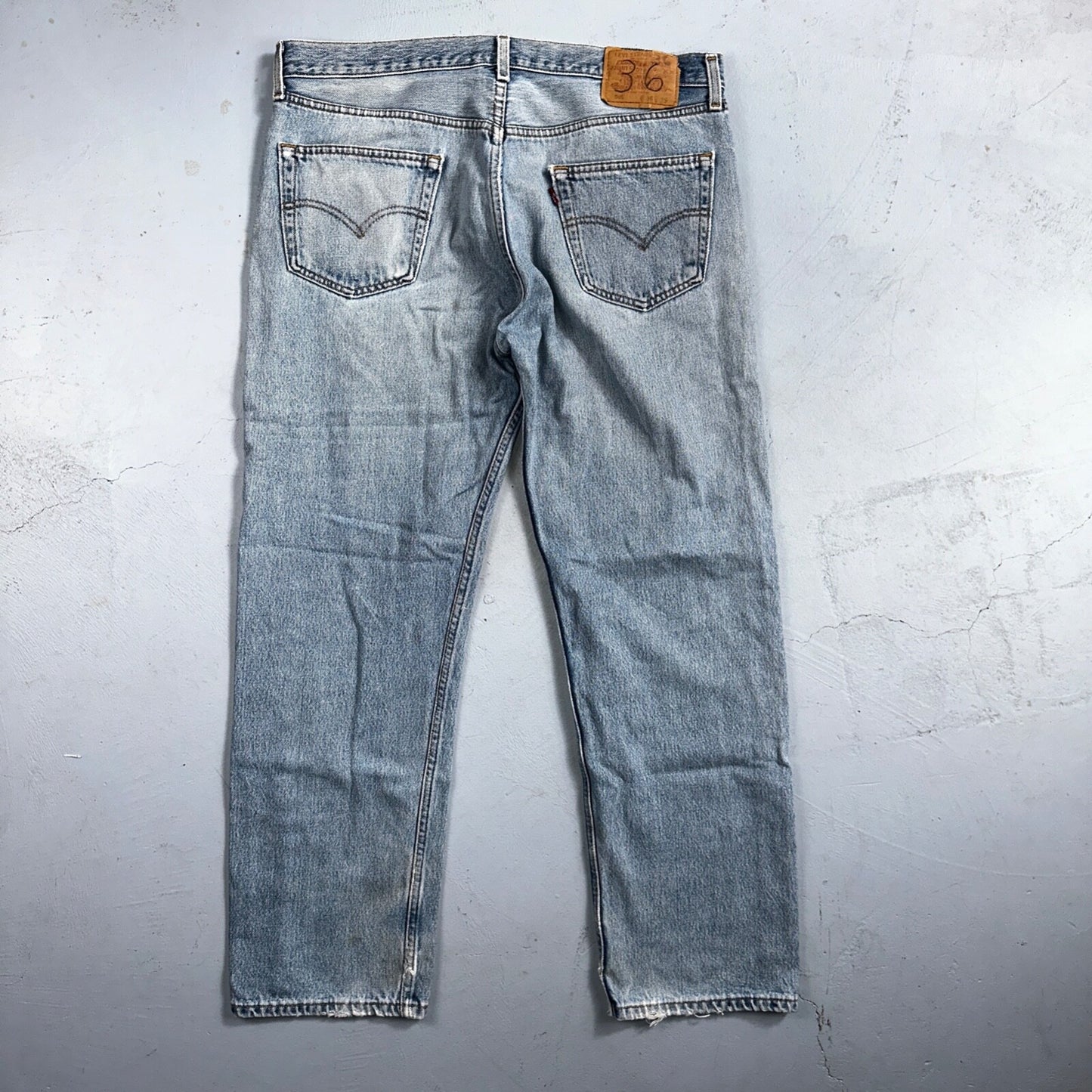 Levis 501 Vintage 90s XX Straight Leg Mexico Jeans 36x29 Light Wash Act 35x28