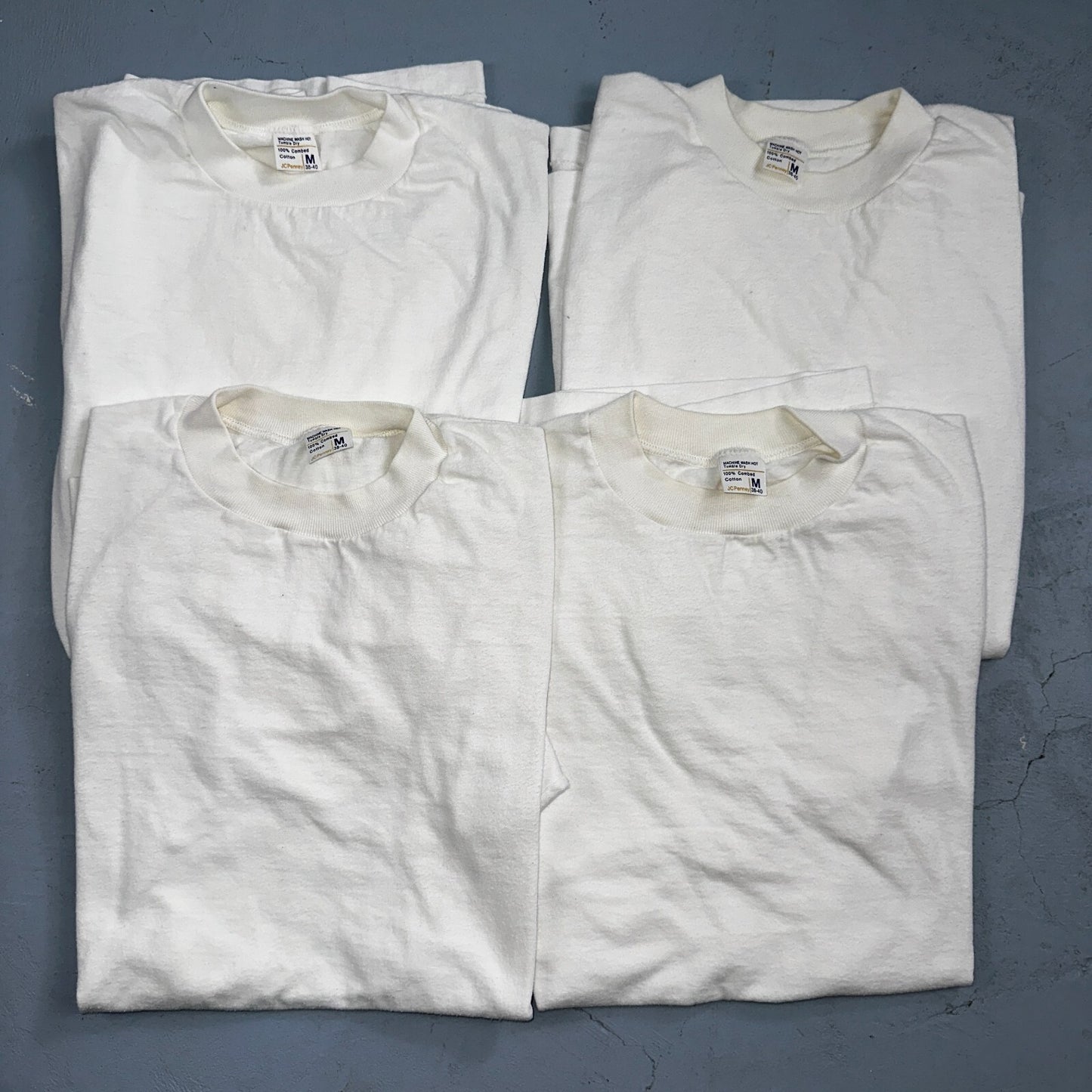 JC Penny Blank Vintage White T Shirt Pack 70s Essential Lot Of 4 Single Stitch