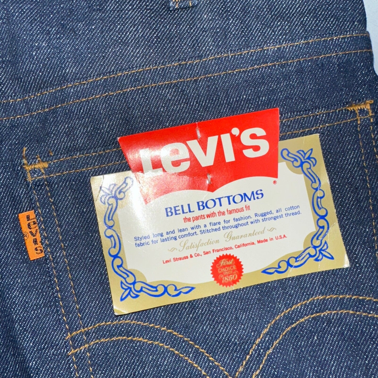 Levis 646 Deadstock 70s USA Orange Tab Bootcut Flare Bell Bottom NOS Jeans 34x31