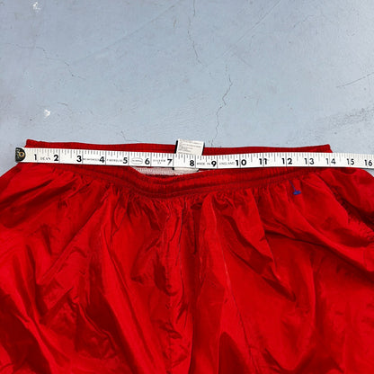 Nike Vintage Red Nylon Shorts Swoosh XL 90s Black Tag 6” Inseam Running Swim