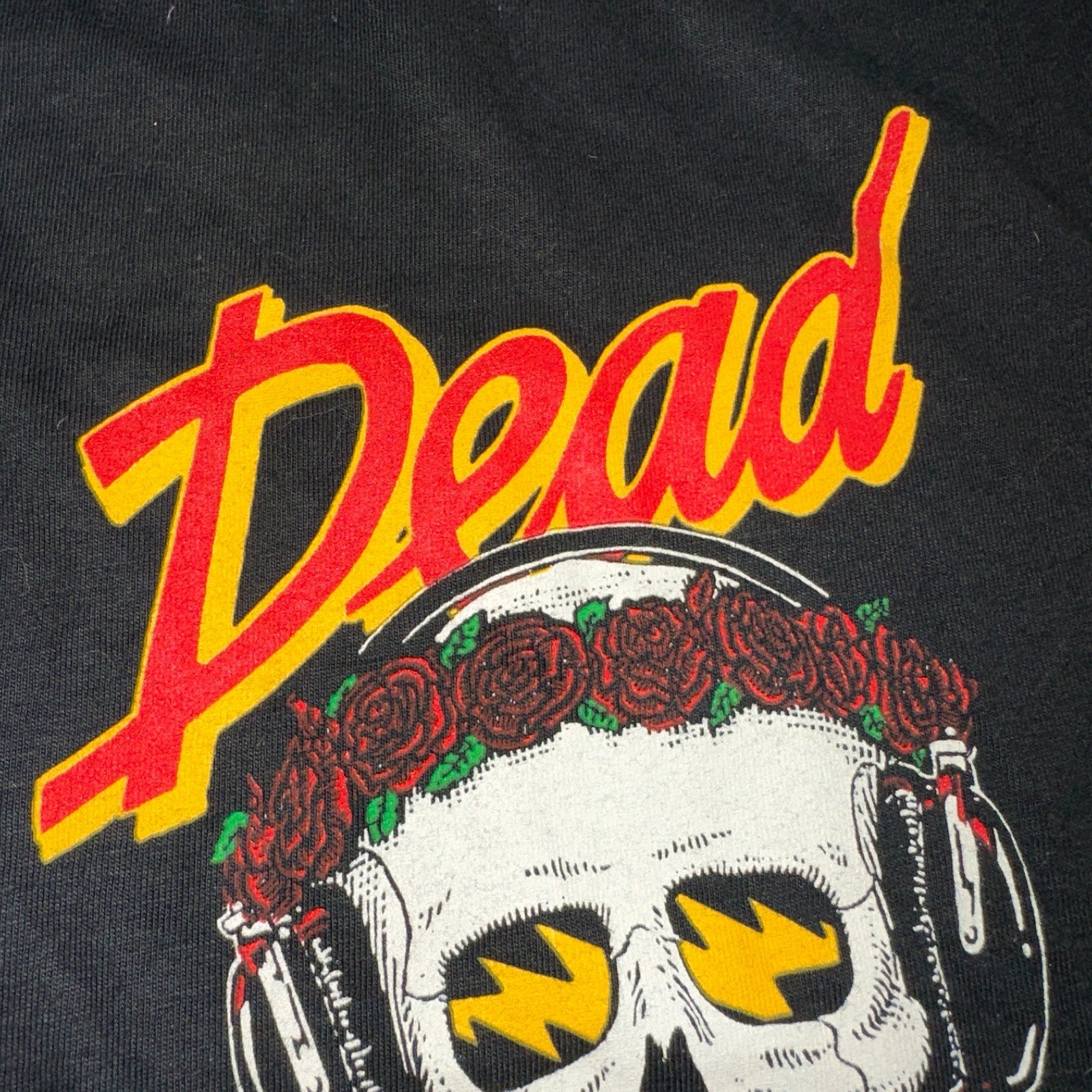 Grateful Dead Y2K Air Skull Roses KLCC Music Vintage T Shirt Rare Black Band