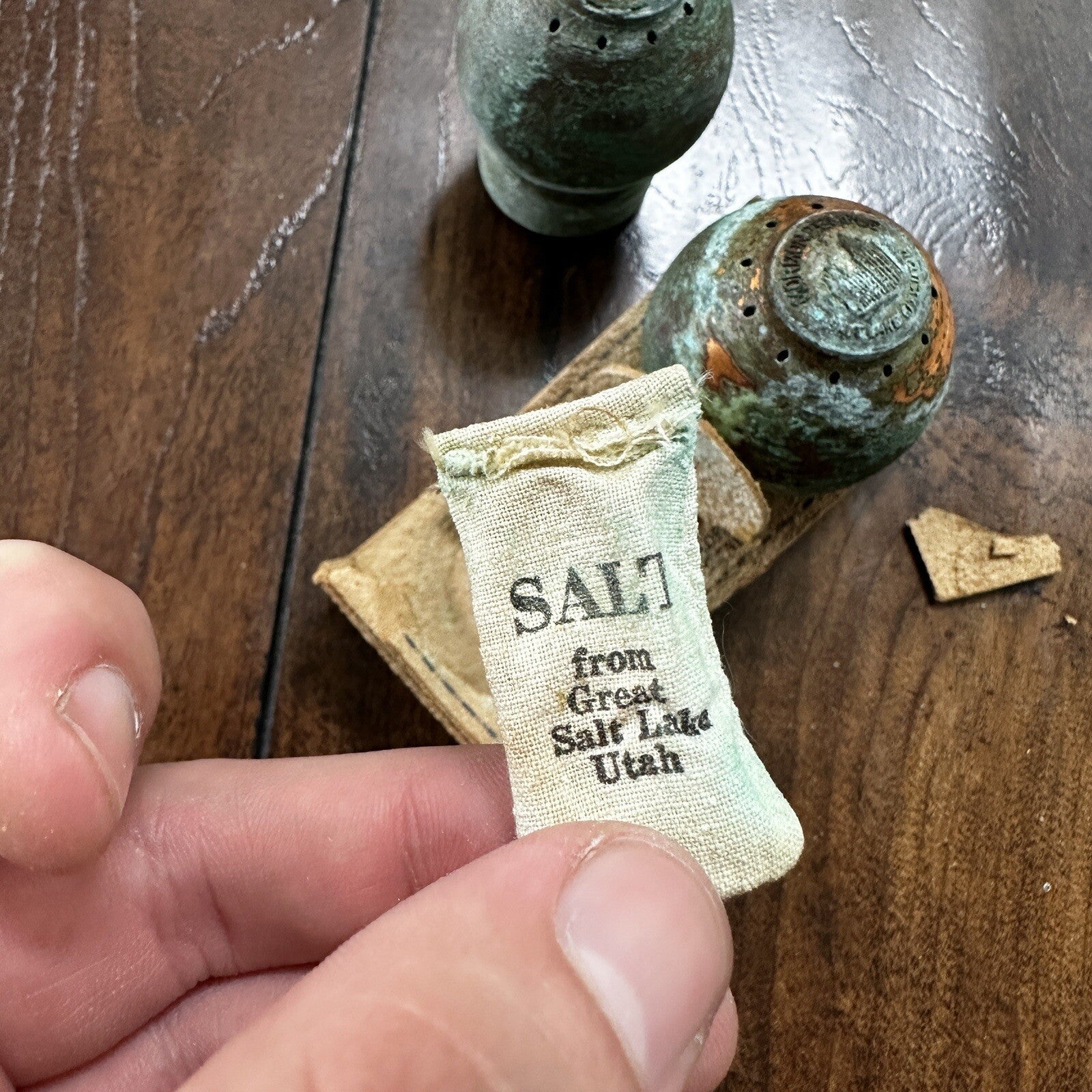 VTG Solid Copper Salt And Pepper Shaker Set Salt Lake City Utah Coins RARE