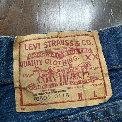 Vintage Levis 501 Jeans Womens 28x28 Denim USA Dark Wash Tapered 18501-0115
