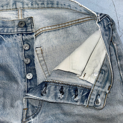 Levis 501 Vintage 80s Redline Selvedge USA XX Jeans Thrashed Light Act 31x29