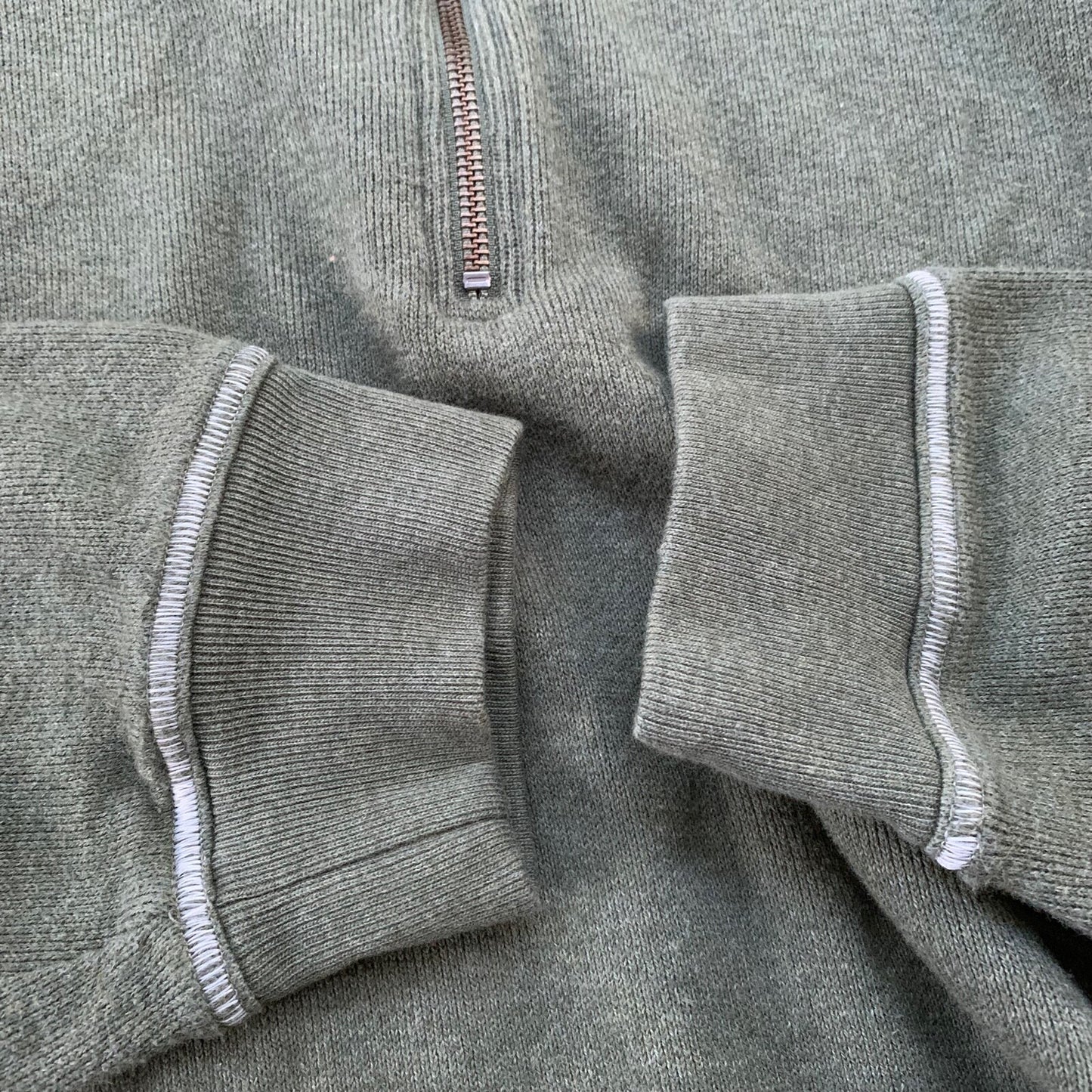 LL Bean Quarter Zip Pullover Fleece Sweater Mens L Green VTG 90s Style Basic