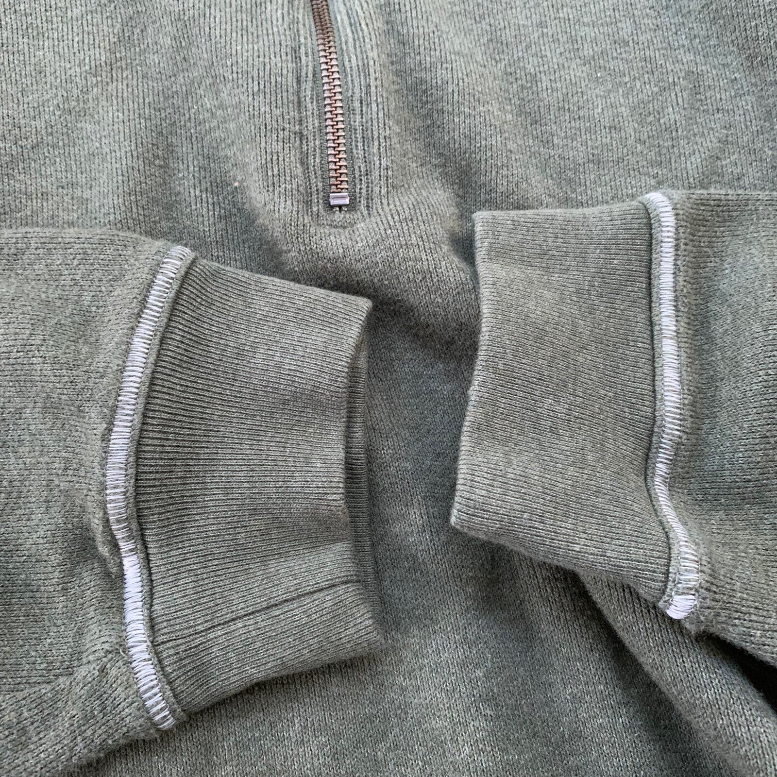 LL Bean Quarter Zip Pullover Fleece Sweater Mens L Green VTG 90s Style Basic