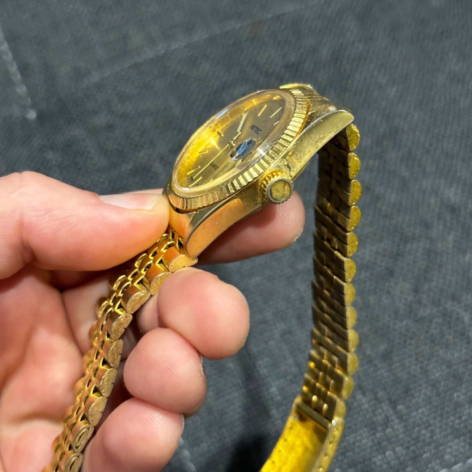 Vintage Netec Womens Gold Tone Watch Needs Battery Japan Movement Quartz