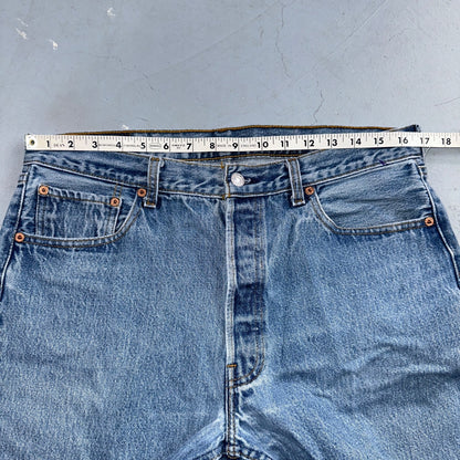 Levis 501 Vintage 90s USA XX Straight Leg Jeans Blue Light Wash 35x34 Act 33x30