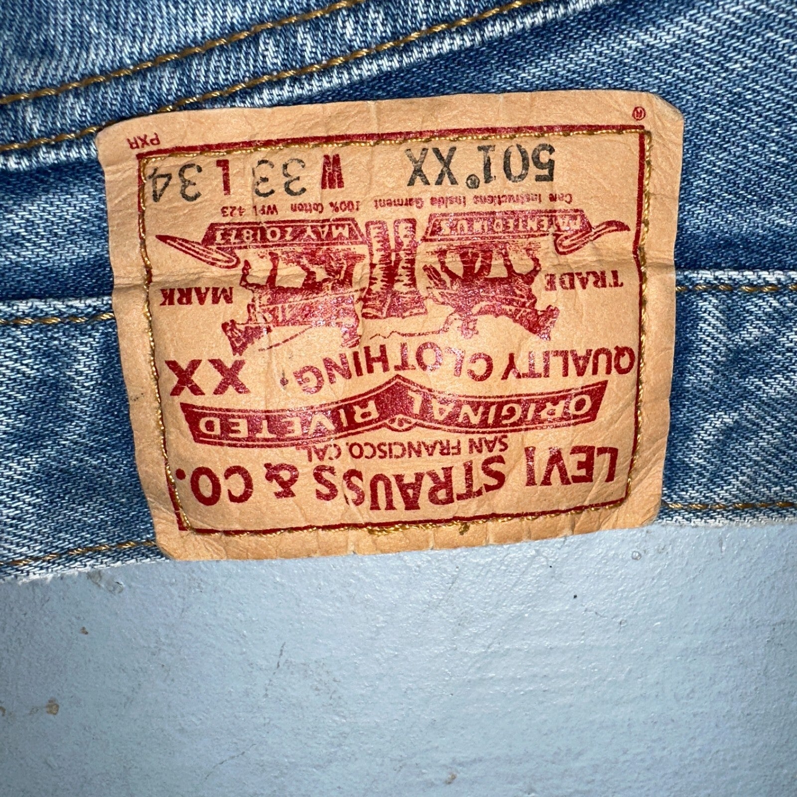 Levis 501 Vintage 90s XX Straight Leg Jeans Y2K Light Wash 33x34 Act 30x30