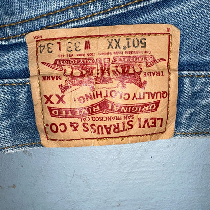 Levis 501 Vintage 90s XX Straight Leg Jeans Y2K Light Wash 33x34 Act 30x30