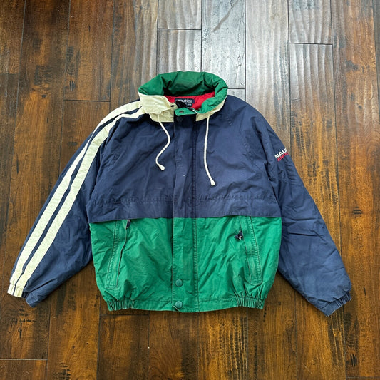 VTG Nautica Sport Racer Mens Color Block Jacket Coat M 90s Full Zip Rare