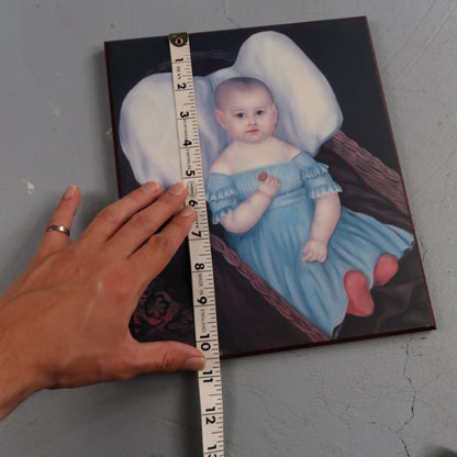 Baby In Wicker Basket Joseph Whiting Wall Art Print Wood Block 1997 Creepy Scary