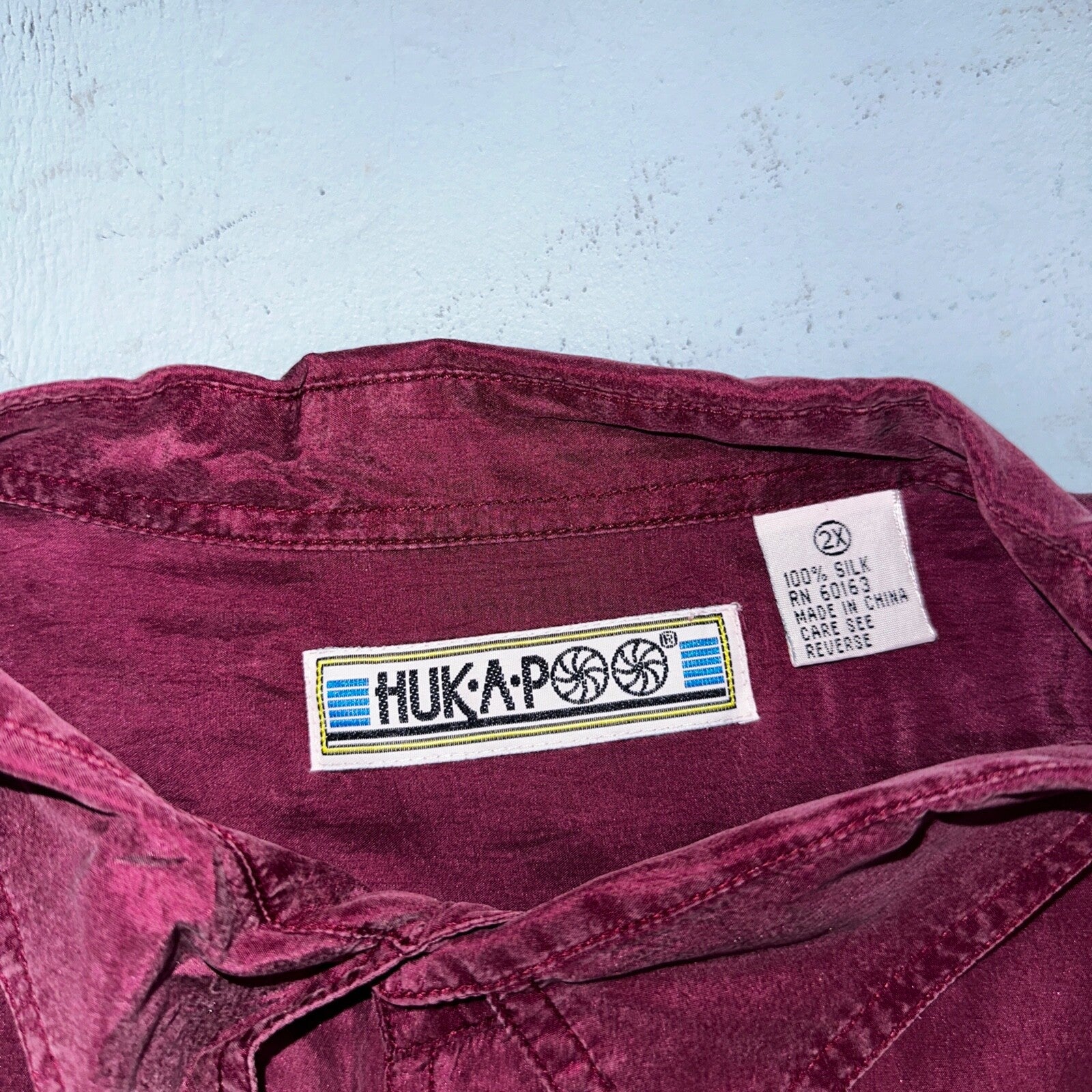 Huk A Poo Mens 2XL Short Sleeve Silk Collared Putting Up Purple VTG