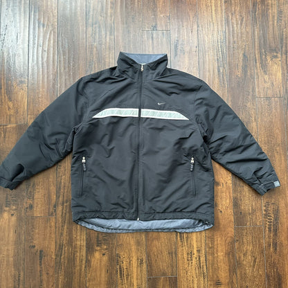 Nike Jacket Adult XL Black Nylon Softshell Fleece Coat 3M Warm Vintage Y2K 90s