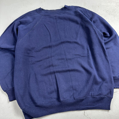 Hanes XL Blank Sweatshirt 90s VTG Crewneck USA Navy Blue Simple Basic Blank