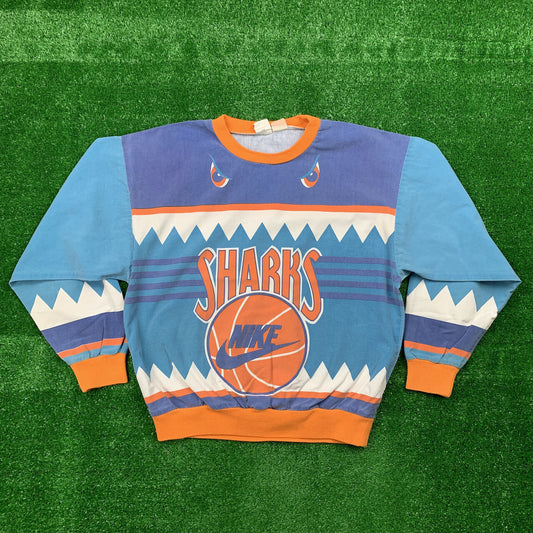 Nike Vintage Sweatshirt Mens T Shirt Sharks Crewneck AOP Basketball Jordan RARE