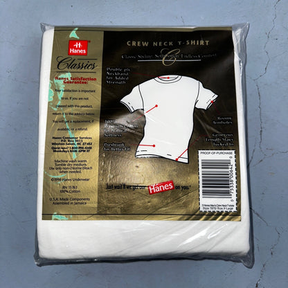 1998 Hanes Vintage White Blank T Shirt Mens Lot Of 3 Pack 90s Classic Crew XL