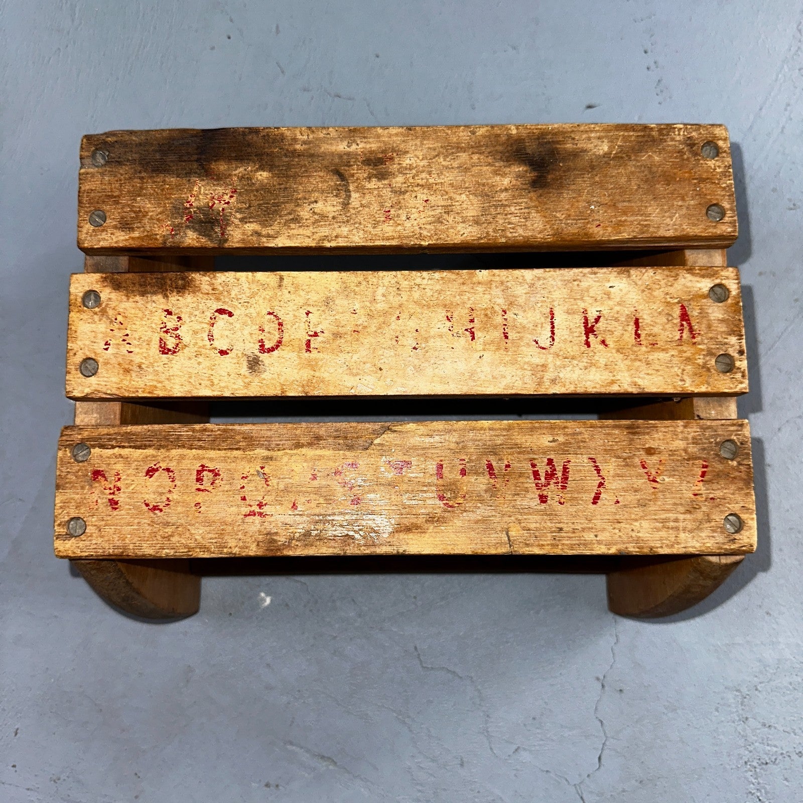 Sit Down Step Up Stool Chair DEKTO Wooden Toys Animal Alphabet VTG Primative