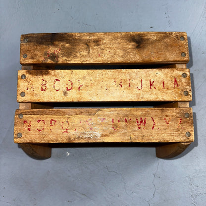 Sit Down Step Up Stool Chair DEKTO Wooden Toys Animal Alphabet VTG Primative