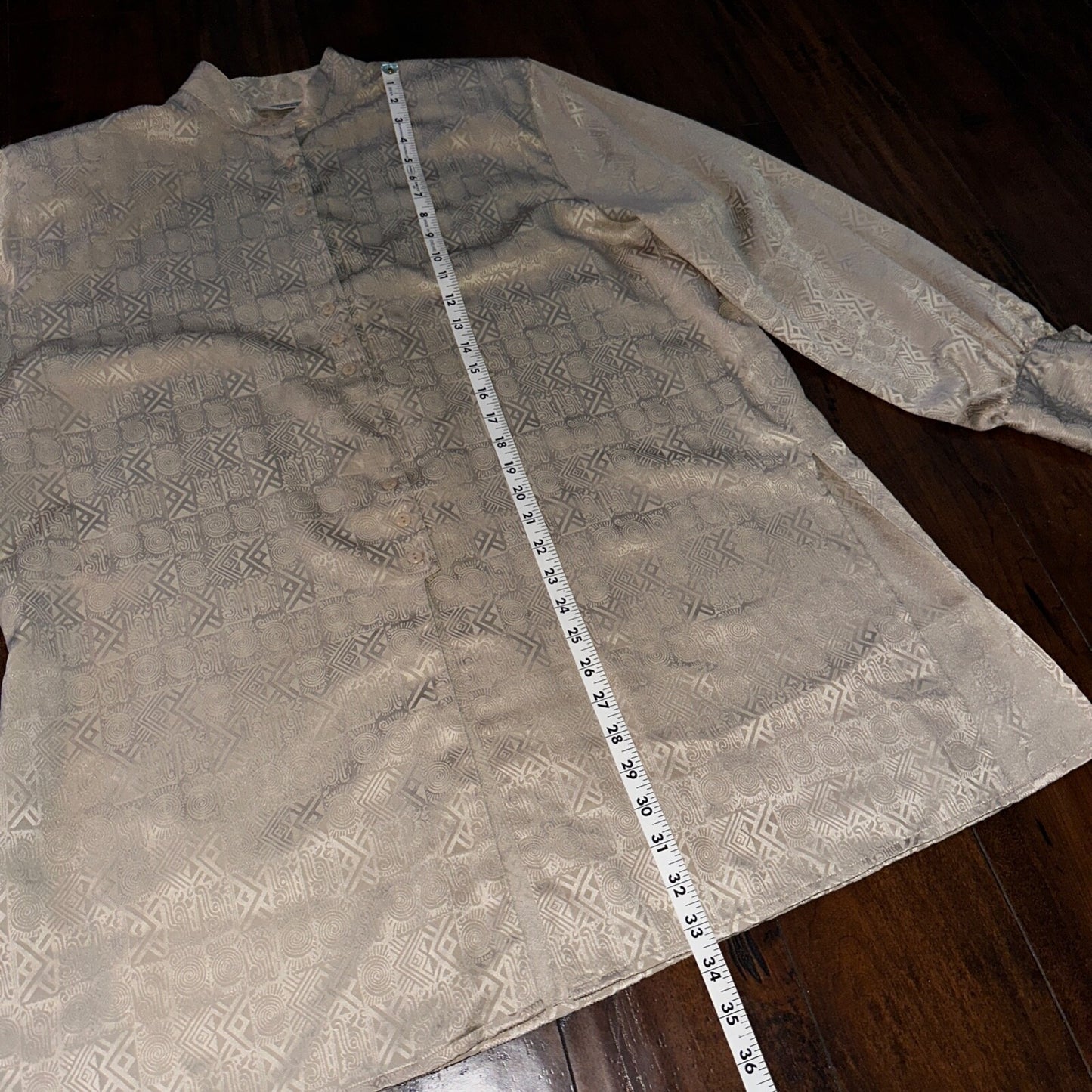 Vintage Christie & Jill Brown Print Button Down Shirt Top Blouse Women Size XL