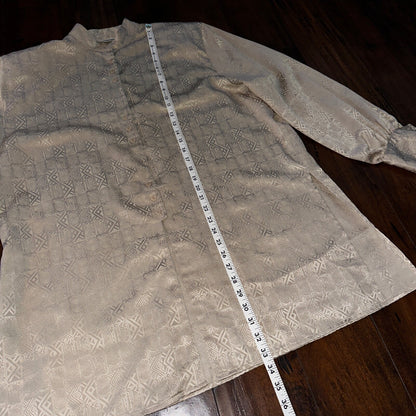 Vintage Christie & Jill Brown Print Button Down Shirt Top Blouse Women Size XL