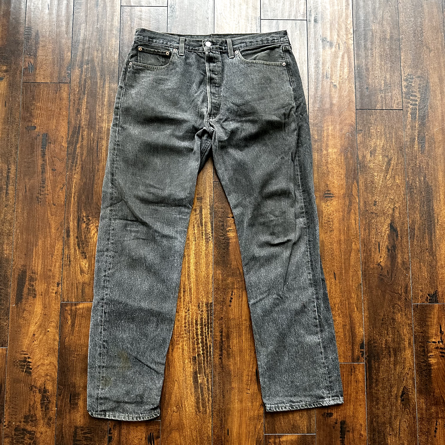 Vintage Levis 501 Button Fly 90s Tag Jeans Black Gray 80s 38x34 Act 35x32