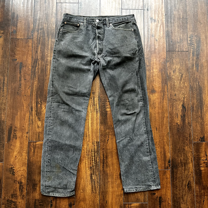 Vintage Levis 501 Button Fly 90s Tag Jeans Black Gray 80s 38x34 Act 35x32